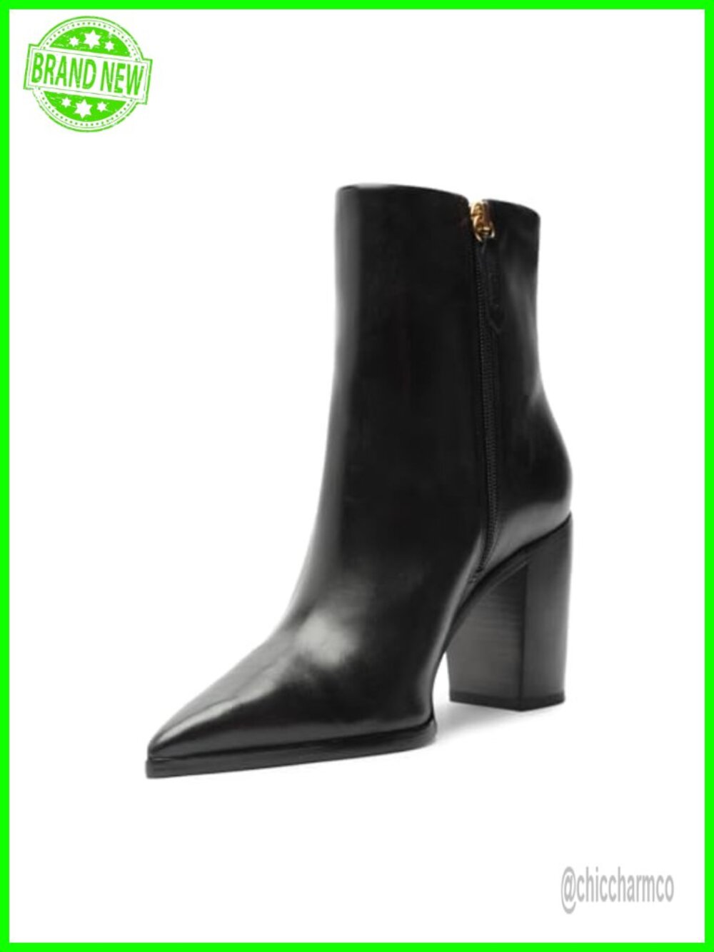 Womens Mikki Block Bootie Pointed Toe Leather Ankle Boot